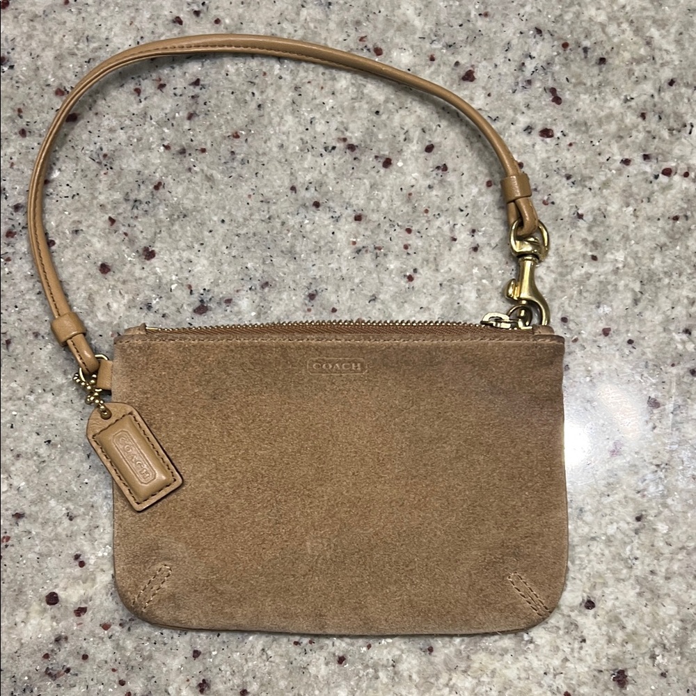Coach Brown Suede Wristlet